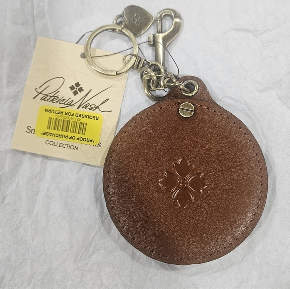 Patricia Nash Accessories - Patricia Nash Round Leather Mirror Key Fob Charm - NWT